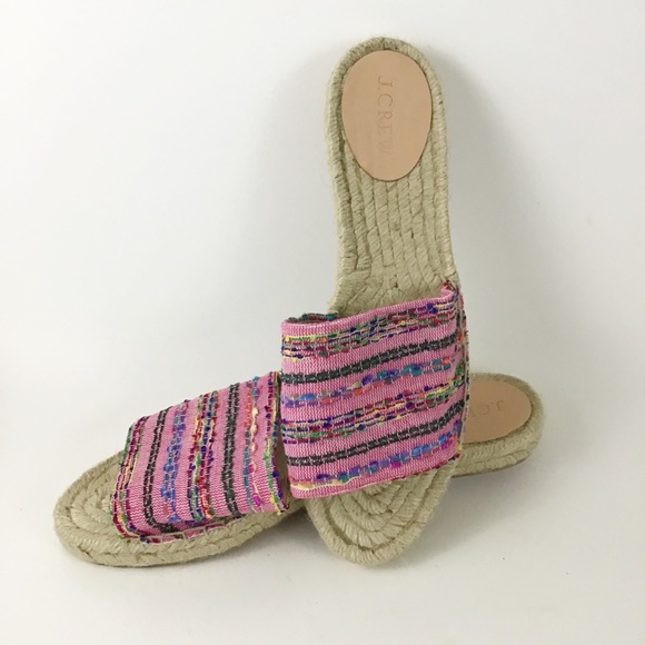 J Crew Valencia Striped Embroidered Espadrille - Picture 2 of 6